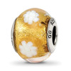 Lex & Lu Sterling Silver Reflections Gold/White Flower Italian Murano Bead - 7 - Lex & Lu