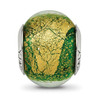 Lex & Lu Sterling Silver Reflections Green/Gold Italian Murano Bead - 3 - Lex & Lu