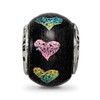 Lex & Lu Sterling Silver Reflections Pink/Purple Hearts Dichroic Glass Bead - 3 - Lex & Lu