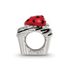 Lex & Lu Sterling Silver Reflections Enameled Strawberry Cupcake Bead - 2 - Lex & Lu