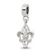 Lex & Lu Sterling Silver Reflections Clear Crystals Fleur De Lis Bead - Lex & Lu