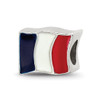 Lex & Lu Sterling Silver Reflections Enameled France Flag Bead - Lex & Lu