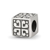 Lex & Lu Sterling Silver Reflections Heart Cube Bead - Lex & Lu