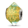 Lex & Lu Sterling Silver Reflections Yellow/Teal Italian Murano Glass Bead - Lex & Lu