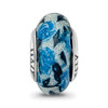 Lex & Lu Sterling Silver Reflections Blue Rose Glitter Overlay Glass Bead LAL5251 - 3 - Lex & Lu