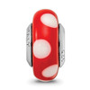 Lex & Lu Sterling Silver Reflections Red w/White Dots Italian Murano Bead - 3 - Lex & Lu