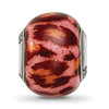 Lex & Lu Sterling Silver Reflections Pink & Brown w/Glitter Overlay Glass Bead - 3 - Lex & Lu