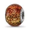 Lex & Lu Sterling Silver Reflections Lt Brown Python Glitter Overlay Glass Bead - Lex & Lu