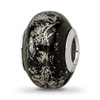 Lex & Lu Sterling Silver Reflections Black w/Platinum Foil Ceramic Bead - Lex & Lu