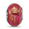 Lex & Lu Sterling Silver Reflections Dark Pink w/Gold Foil Ceramic Bead - 5 - Lex & Lu