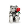 Lex & Lu Sterling Silver Reflections Bear with Enameled Flower Bead - 3 - Lex & Lu