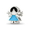 Lex & Lu Sterling Silver Reflections Enameled Blue Dress Girl Bead - Lex & Lu