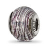 Lex & Lu Sterling Silver Reflections Italian Murano Purple Stripes Glass Bead - Lex & Lu