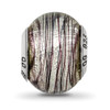 Lex & Lu Sterling Silver Reflections Italian Murano Purple Stripes Glass Bead - 3 - Lex & Lu