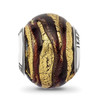 Lex & Lu Sterling Silver Reflections Italian Brown & Gold Colored Glass Bead - 3 - Lex & Lu