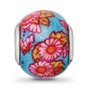 Lex & Lu Sterling Silver Reflections Italian Multicolor Floral Overlay Glass Bead - 3 - Lex & Lu