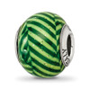 Lex & Lu Sterling Silver Reflections Italian Green Stripes w/Glitter Glass Bead - Lex & Lu