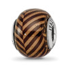 Lex & Lu Sterling Silver Reflections Italian Brown Stripes w/Glitter Glass Bead - Lex & Lu