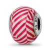 Lex & Lu Sterling Silver Reflections Italian Pink Stripes w/Glitter Glass Bead - Lex & Lu