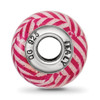 Lex & Lu Sterling Silver Reflections Italian Pink Stripes w/Glitter Glass Bead - 2 - Lex & Lu