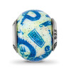 Lex & Lu Sterling Silver Reflections Italian Decorative Blue & White Glass Bead - 3 - Lex & Lu