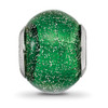 Lex & Lu Sterling Silver Reflections Italian Green w/Silver Glitter Glass Bead - 3 - Lex & Lu