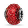 Lex & Lu Sterling Silver Reflections Italian Red w/Silver Glitter Glass Bead - Lex & Lu