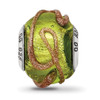 Lex & Lu Sterling Silver Reflections Italian Light Green w/Textured Lines Glass Bead - 3 - Lex & Lu