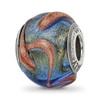 Lex & Lu Sterling Silver Reflections Italian Blue/Green Textured Glass Bead - Lex & Lu