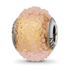 Lex & Lu Sterling Silver Reflections Italian Yellow Textured Glass Bead - Lex & Lu