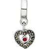 Lex & Lu Sterling Silver Reflections Marcasite Heart Dangle Bead - 3 - Lex & Lu