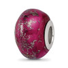 Lex & Lu Sterling Silver Reflections Dark Pink w/Platinum Foil Ceramic Bead - Lex & Lu