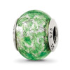 Lex & Lu Sterling Silver Reflections Green/White Italian Murano Glass Bead LAL5580 - Lex & Lu