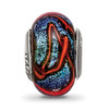 Lex & Lu Sterling Silver Reflections Blue w/Orange Swirls Glass Bead - 5 - Lex & Lu