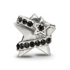 Lex & Lu Sterling Silver Reflections Star w/Black Crystals Bead - 3 - Lex & Lu