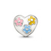 Lex & Lu Sterling Silver Reflections Enameled Heart w/Flowers Bead - 5 - Lex & Lu