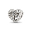 Lex & Lu Sterling Silver Reflections Cut-out Heart & Crystals Bead - Lex & Lu