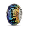 Lex & Lu Sterling Silver Reflections Myrtle Beach Orange Dichroic Glass Bead - 6 - Lex & Lu