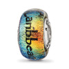 Lex & Lu Sterling Silver Reflections Caribbean Orange Dichroic Glass Bead - Lex & Lu