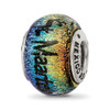 Lex & Lu Sterling Silver Reflections St Maarten Orange Dichroic Glass Bead - Lex & Lu