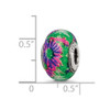 Lex & Lu Sterling Silver Reflection Pink & Green Floral Overlay Bead - 4 - Lex & Lu