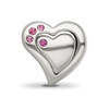 Lex & Lu Sterling Silver Reflections Pink Crystals 2pc Heart Bead - 3 - Lex & Lu