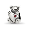 Lex & Lu Sterling Silver Reflections Crystals Teddy Bear Bead - Lex & Lu