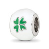 Lex & Lu Sterling Silver Reflections White & Green Enamel Clover Bead - Lex & Lu