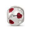 Lex & Lu Sterling Silver Reflections Red Enameled w/Crystals Hearts Bead - 5 - Lex & Lu