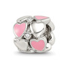 Lex & Lu Sterling Silver Reflections Pink Enamel Crystals Hearts Bead - Lex & Lu