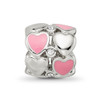 Lex & Lu Sterling Silver Reflections Pink Enamel Crystals Hearts Bead - 5 - Lex & Lu