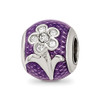 Lex & Lu Sterling Silver Reflections Purple Enam w/Crystals Flower Bead - Lex & Lu