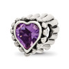 Lex & Lu Sterling Silver Reflections Amethyst Heart Bead - Lex & Lu