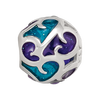 Lex & Lu Sterling Silver Reflections Purple/Blue Filigree Enameled Bead - 4 - Lex & Lu